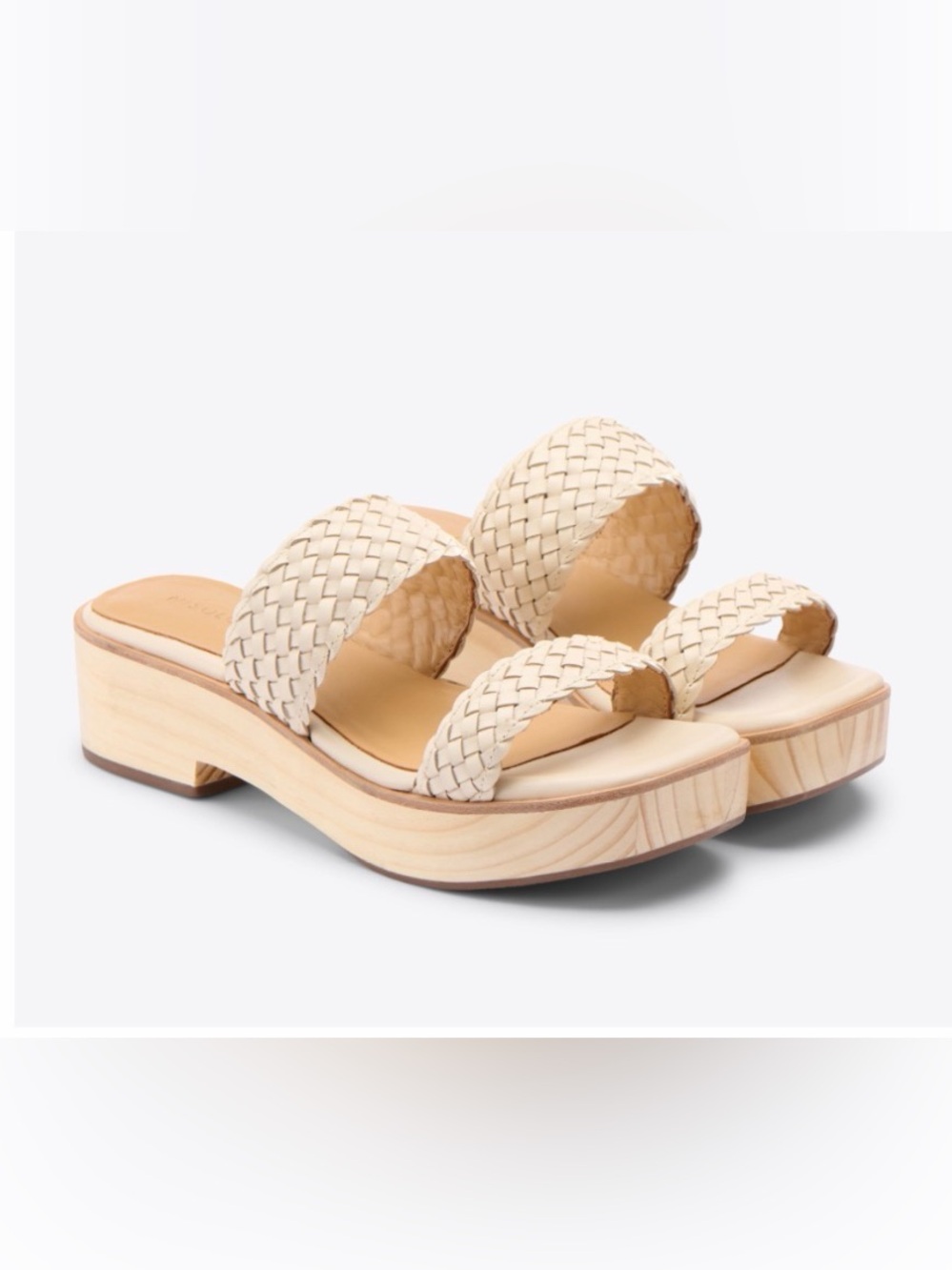 Nisolo Braided Double-Strap Slide Mules in Cream
